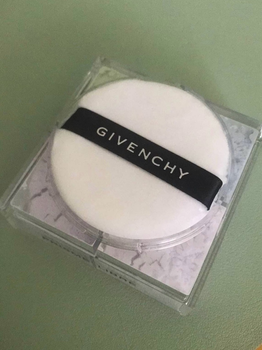 Givenchy White Powder Puff with Black Logo Strap